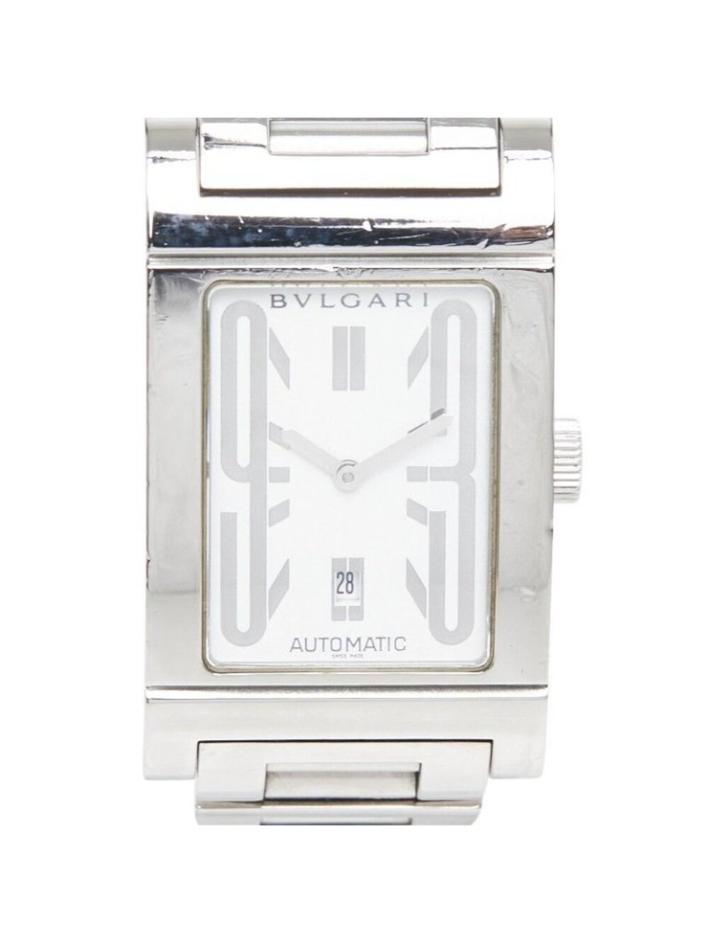Bvlgari Rettangolo Watch White Silver Stainless Steel